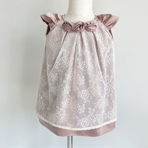 Wendy Bellisimo Baby Girl Lace Sleeveless Dress Bronze and Cream- Size 9mths